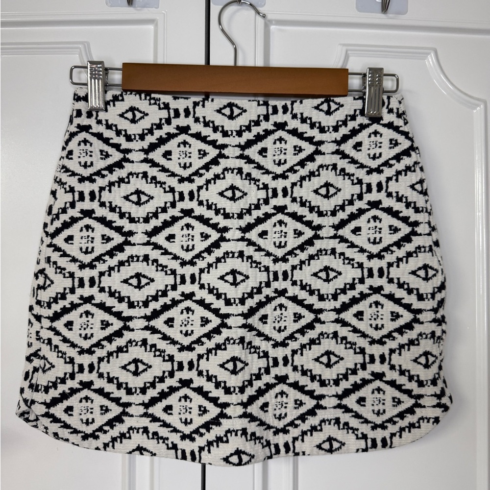 Topshop Black and White Geometric Mini Skirt
